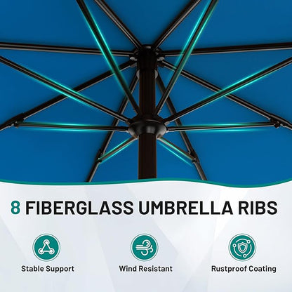 AreShark 10 FT Outdoor Patio Umbrella, Patio Table Umbrella with Push Button Tilt and Crank, Outdoor Patio Umbrellas with 8 Fiberglass Ribs, Patio Umbrellas for Market, Garden, Pool (Royal Blue)