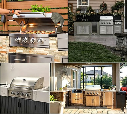 Gas Grill Built-In Head, 28-Inch 4-Burner Propane Grill, Natural Gas Convertible, Heavy Duty 304 Stainless Steel 48,400BTUs Outdoor Kitchen Island Family Cooking
