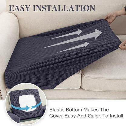 LA MEACK Couch Cushion Cover Seat Cushion Cover Stretch Armchair Cover Separate Sectional Sofa Slipcovers Furniture Protector(1 Piece for Seat or Sofa Backrest, Dark Grey)