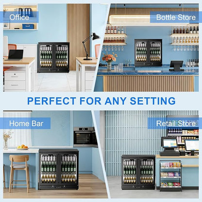 Antarctic Star Commercial Beverage Refrigerator, 6.5 Cu. Ft. Freestanding Glass Double Glass Door Wine Fridge, Adjustable Shelves, Door Lock, 32-50°F Digital Control, Auto Defrost, Commercial Use