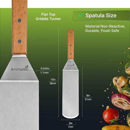 Stainless Steel Spatula with Wooden Handle, Food Spatula with S-Hook