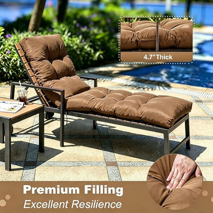 Outdoor Lounge Chair Cushions, 74.4 x 22 x 4.7 Inches Waterproof Fade Resistant Patio Cushion for Chaise Lounger