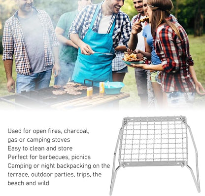 Topyond Camping Grill, Korean BBQ Grill,Portable Camp Grill Grate with Foldable Legs - 304 Stainless Steel, Ultralight Campfire Stand for Hiking, Picnic, and Outdoor Cooking