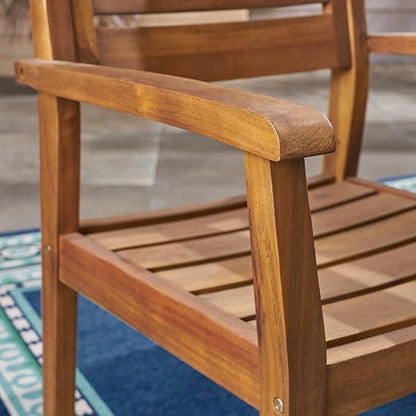 Christopher Knight Home Addison Outdoor 3 Piece Acacia Wood Bistro Set, Teak Finish