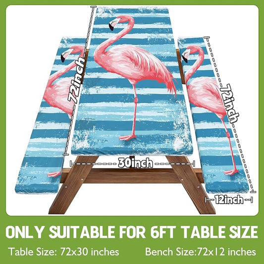 Picnic Table Cover with Bench Covers Elastic Table Cloth Cool Fun Unique Ideas Birthday Party Christmas Xmas Mother Valentine's Day Camping Gifts for Camper RV Owner Camping Lovers Women Mom Adult