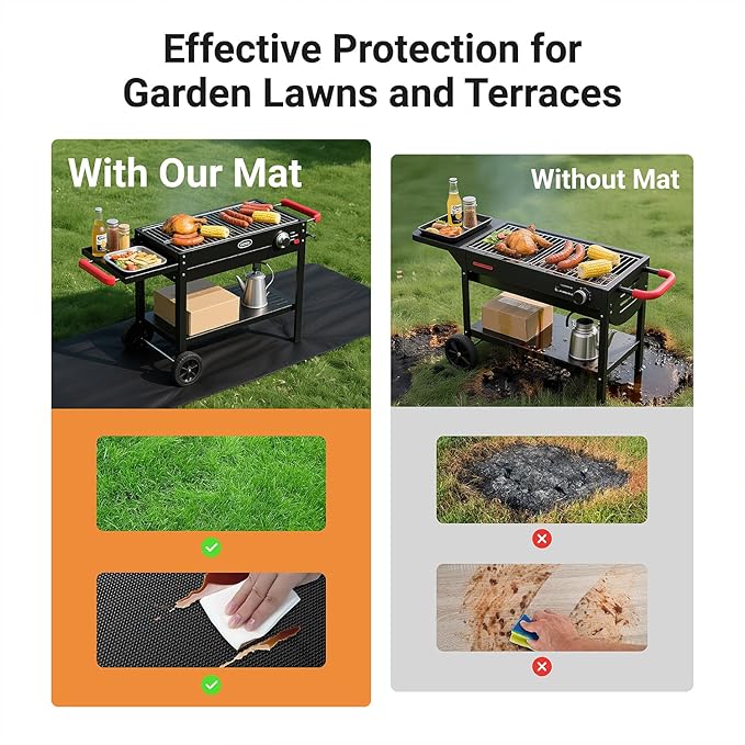 Lancryen Thickened 31 x 48 inch Under Grill Mat for Outdoor and Indoor, Double-Sided Fireproof Grill Pad, Indoor Fireplace/Fire Pit Mat, Oil-Proof Waterproof BBQ Protector for Decks and Patios