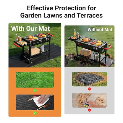 Thickened 40 x 65 inch Under Grill Mat for Outdoor and Indoor, Lancryen Double-Sided Fireproof Grill Pad, Indoor Fireplace/Fire Pit Mat, Oil-Proof Waterproof BBQ Protector for Decks and Patios