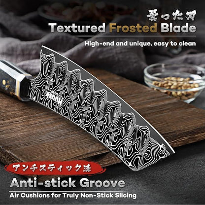 Huusk Damascus Japanese Chef Knife - Ultra Sharp Damascus VG-10 Kitchen Knife, Professional Santoku Knives with Ergonomic Resin Handle, Ideal Birthday Dad Mom Gift