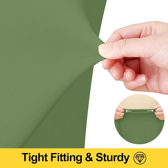 Smiry 2 Pack Spandex Elastic Fitted Table Cloth Skirt for 4FT Table | Stretch Washable Table Cloth, Banquet Table Cover for Wedding, Party, Indoor & Trade Shows, (Sage Green, 48Lx30Wx30H)