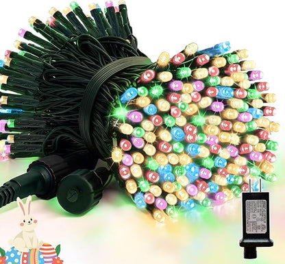 66ft Christmas Decorative Mini Lights, 200 LED Green Wire Fairy Starry String Lights Plug in, 16 Lighting Modes for Outdoor Xmas Tree Wedding Party Decoration (Warm and Multicolor)