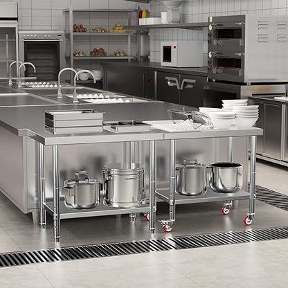 KUARBARR Stainless Steel Table for Prep & Work with Undershelf 24 x 36 Inches NSF Metal Commercial Kitchen Prep Table with Adjustable Under Shelf Worktable for Restaurant Home Outdoor