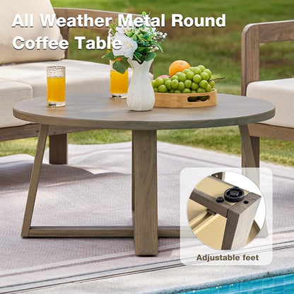 Outdoor Patio Furniture Set, 5 Pieces Modern Metal Patio Conversation Set with 6" Thick Cushions, Outdoor Lounge Sofa 350lbs for Backyard Porch Balcony, Beige