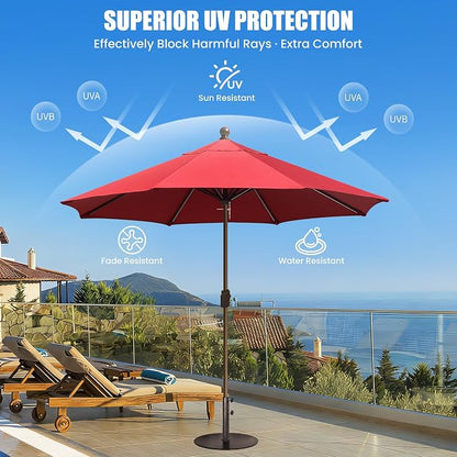 EliteShade USA 10-Year-Non-Fading 10Ft Market Patio Umbrella, UPF 50+ UV Protection Performance Sun Umbrella, Heavy Duty Commercial Grade Outdoor Table Umbrella with Crank, Windproof Vented Top for Garden, Pool, Deck and Outdoor Playsets, No Tilt, Logo...
