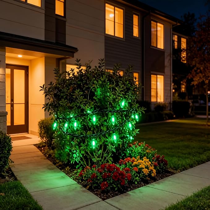 100 LED Green Christmas Lights, UL Certified and Commercial Decorative Lighting String 35 Ft Green Wire, for Indoor Outdoor Christmas Trees, Patio, Trees.