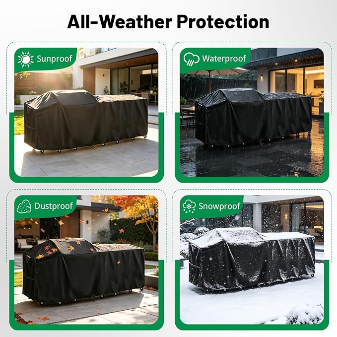 144 Inch Island Grill Cover, Outdoor Kitchen BBQ Waterproof Cover | Heavy Duty Outdoor Large Island Covers for Patio BBQ, 144"L x 60"W x 50"H