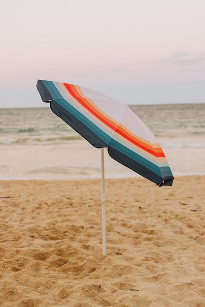 PICNIC TIME 5.5 Ft Portable Beach Umbrella, Lightweight UV Protection Sunshade with Tilt Pole & Carry Bag, Outdoor Canopy Umbrella for Beach, Sand, Pool, Patio, Camping, Travel, or Backyard Shade, (Phoenix Stripe)