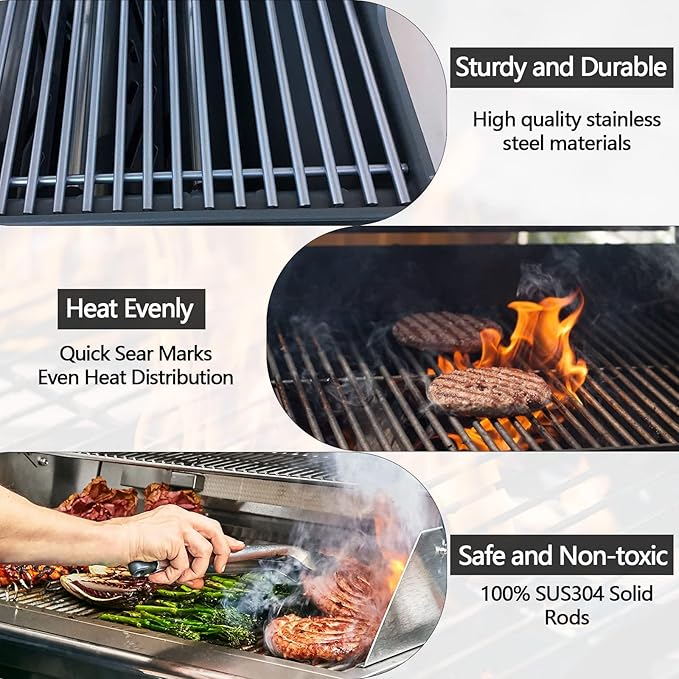 Hongso Genesis 2 Grill Grates SUS304 Stainless Steel for Weber Genesis II 300 Series E310 S310 E315 S315 E325 E330 E335 S330, LX S340 LX E340 Models, Genesis ii Grill Replacement Parts GS4 66802 66095