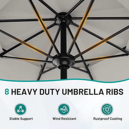 AreShark 11ft 2 Tiers Patio Umbrella - Outdoor Umbrella Waterproof UV Protection, Market Table Umbrella w/ 8 Sturdy Ribs&Crank for Pool, Porch, Garden(Ivory)