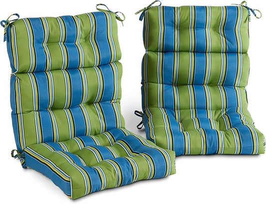 Greendale Home Fashions Outdoor 44x22-inch High Back Chair Cushions (Set of 2), Belize Stripe