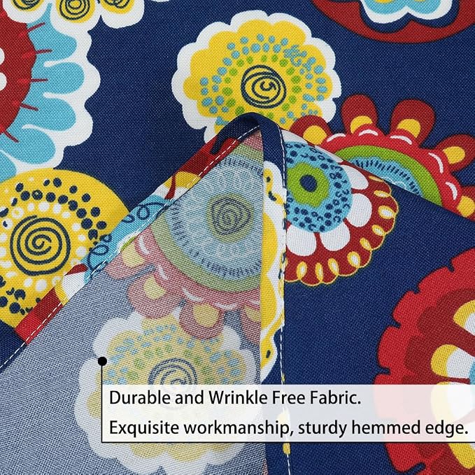 60" Round Tablecloth with Umbrella Hole and Zipper, Washable Waterproof Wrinkle Free Zippered Patio Table Cloths Table Covers for Spring, Summer, Party, Backyard, Picnic, BBQS (Floral Navy)