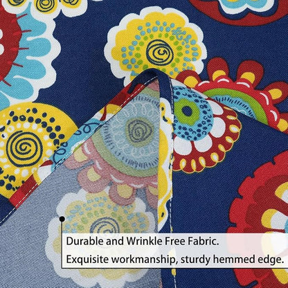 60" Round Tablecloth with Umbrella Hole and Zipper, Washable Waterproof Wrinkle Free Zippered Patio Table Cloths Table Covers for Spring, Summer, Party, Backyard, Picnic, BBQS (Floral Navy)