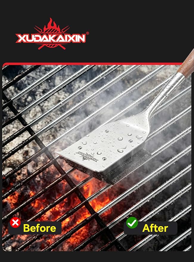 XUDAKAIXIN Bristle-Free Steam Grill Brush – No Bristle Shedding, with Replacement Head. Ultra-Safe & Efficient Cleaner for Cast Iron and Stainless Steel Outdoor Grills