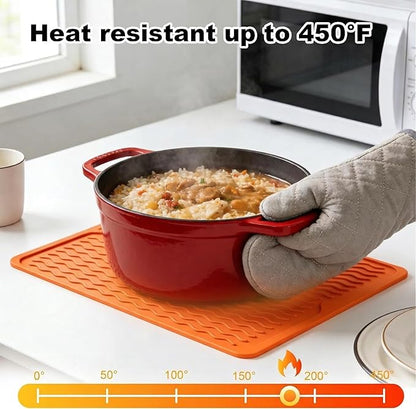 Silicone Grill Tools Mat for Blackstone Weber Traeger Pit Boss Flat Top Grill Smoker,BBQ Accessories Pad Mats for Outdoor Kitchen Counter Cooking, Side Shelf Spatula Mat,Gifts for Men (Orange)