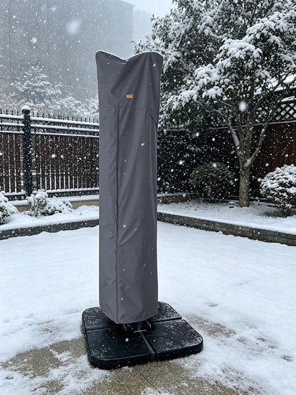 Patio Umbrella Cover for 9ft to 13ft Offset Umbrella, Water Resistant, Curved Cantilever and Straight Pole Parasol Outdoor Umbrellas Cover with Zipper and Rod