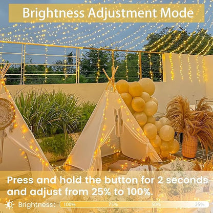 2-Pack 66FT 200 LED String Lights Indoor Outdoor Waterproof, 13 Modes Christmas Lights on Clear Wire, Twinkle Fairy String Lights for Xmas Tree Wedding Party Bedroom Garden Decorations (Warm White)