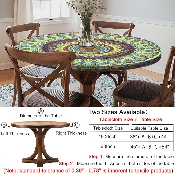 opstellen Fitted Round Tablecloths Reusable Stain Resistant Table Clothes Vinyl Indoor Outdoor Circular Cover for 36-44" Table House Party Gear Gifts Summer Autumn Camper Patio Picnic Accessories