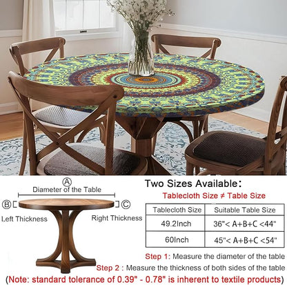 opstellen Fitted Round Tablecloths Reusable Stain Resistant Table Clothes Vinyl Indoor Outdoor Circular Cover for 36-44" Table House Party Gear Gifts Summer Autumn Camper Patio Picnic Accessories