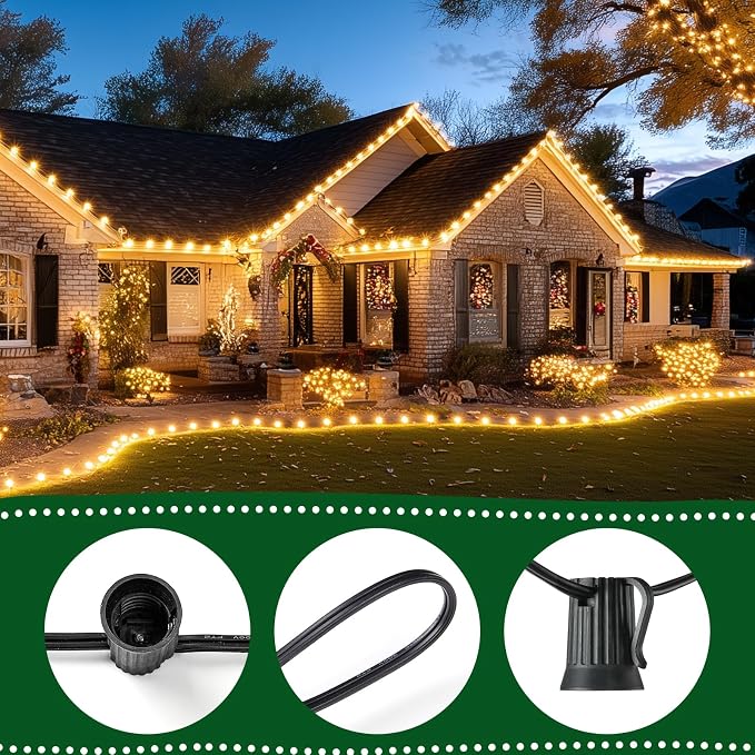 Minetom C9 Christmas String Lights Outdoor, 100FT Vintage Outdoor Lights