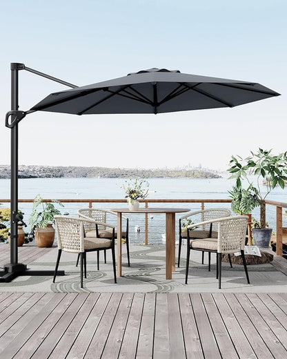 GarveeLife 10FT Patio Umbrella Outdoor Large Cantilever Umbrella Market Sun Shade Windproof Offset Umbrella with 360-Degree Rotation for Garden Deck Pool Patio