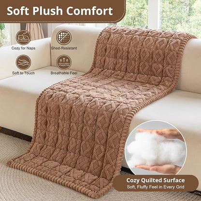 OstepDecor Couch Cover for Dogs, Washable Non Slip Sofa Cover for Pets | Soft Couch Covers for Sofa, Loveseat and Sectional, Furniture Protector Against Pet Hair & Dirt (27.6" x 70.9", Coffee)