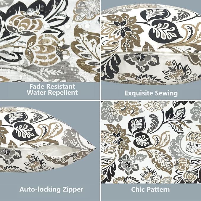 LVTXIII 2 Pack Outdoor Pillow Covers ONLY 18x18 Inch, Water-Repellent Square Decorative Cushion Covers for Patio Furniture, Garden, Sofa, Dailey Tan