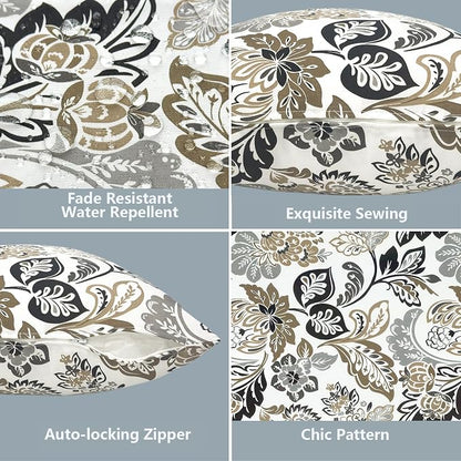 LVTXIII 2 Pack Outdoor Pillow Covers ONLY 18x18 Inch, Water-Repellent Square Decorative Cushion Covers for Patio Furniture, Garden, Sofa, Dailey Tan