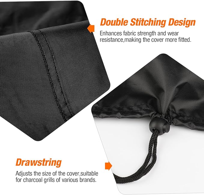 Charcoal Grill Cover,BBQ Grill Cover for Weber Original Kettle Charcoal,Heavy Duty Waterproof Outdoor Smoker Cover,Round Grill Cover for Most Charcoal Grill-23 D x 30" H