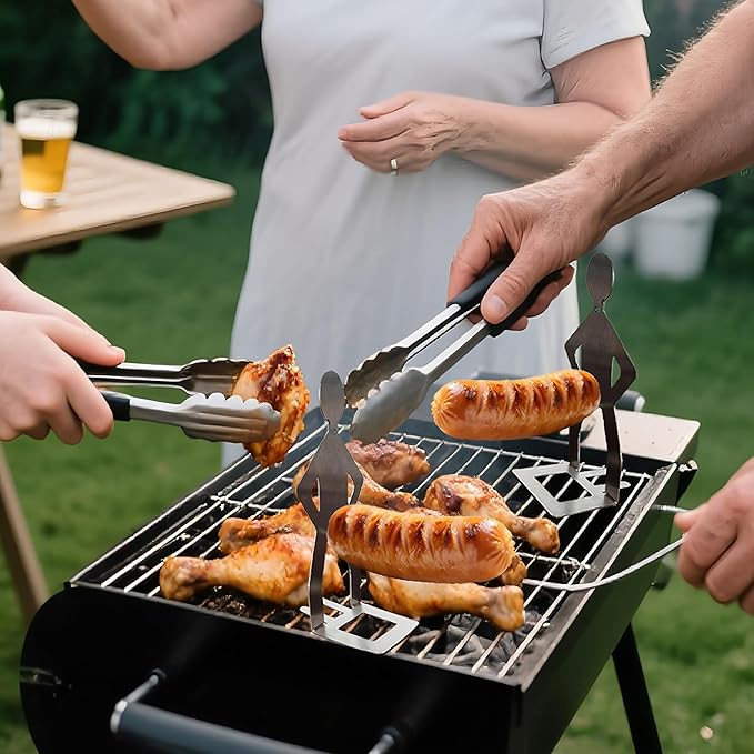 2 PCS Funny BBQ Stand Man Hot Dog Holder,Portable Hot Dog Roaster,Reusable Stainless Steel Hotdog and Sausage Stand for Barbecue,Camping,Spring Trip Sausage Barbecue Rack,Barbecue Grill Accessories