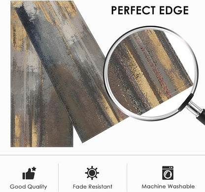 Emvency Modern Abstract Table Runner, Gold Foil Grey Textured Artistic for Kitchen Coffee Table Family Dinners Holiday Parties Wedding Events Decor(13x72 inch)