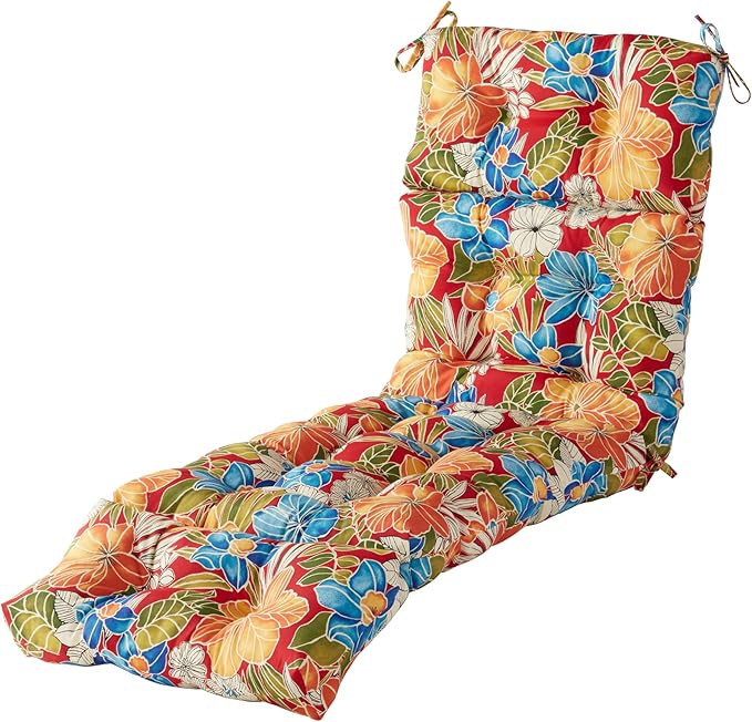 Greendale Home Fashions 72 x 22-inch Outdoor Chaise Lounge Cushion, Aloha Crimson