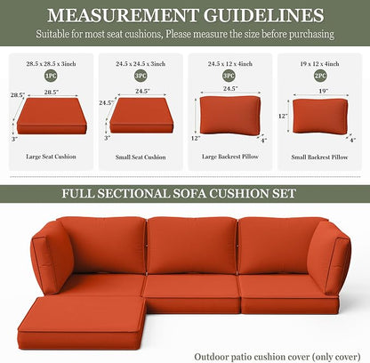 9 Pcs Outdoor Patio Cushions Covers Replacement Sets, Covers Only | 9 Pcs Patio Cushions Covers Replacement UV Resistant, Water Anti-Slip, Heavy-Duty Zippers for 5 Pcs Patio Furniture Set
