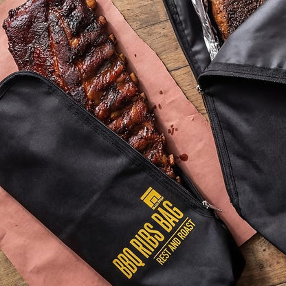 BBQ Blanket for Resting Meat, 18" x 8" x 4.5" Insulated Rib Bag, 5-Layer Heat-Resistant Design, Easy to Clean, Heavy-Duty Wide Mouth for Briskets, Pork Shoulder, Steaks