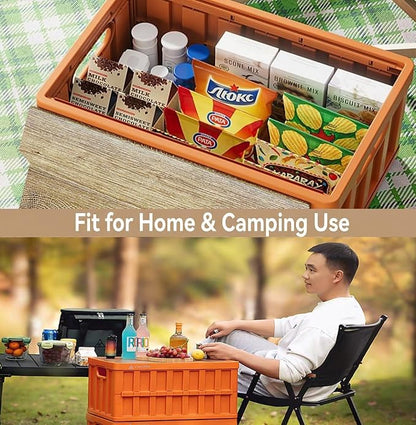VIMI 50L Collapsible Storage Bins with Lids Stackable Utility Crates with Handles Plastic Large Folding Containers for Organizing Tools,Books,Food,Drinks,Camping&Transport(Muted Red-2 Pack)