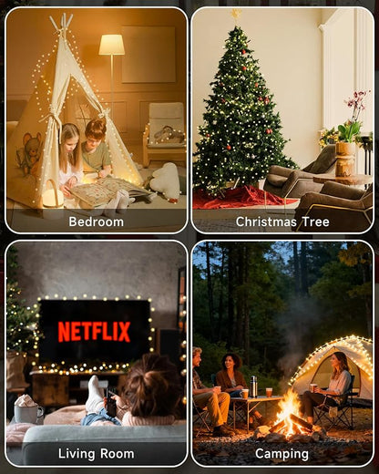 Warm White Christmas Fairy String Lights, 165FT 500L Indoor Outdoor | 8 Modes with Memory, IP65 Waterproof, Clear Wire, Tangle-Free Design for Classroom Bedroom Camping Tree Party wedding Decor