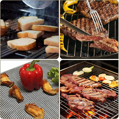 10 Pack Disposable Grill Topper, 16x12 Inch Non-Stick Aluminum BBQ Grills Mat, Disposable Mesh Grill Mat for Outdoor Cooking, Ideal for Vegetables, Seafood, Small Meats