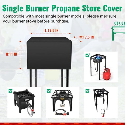 iCOVER Single Burner Stove Cover for GASONE, 600D Heavy Duty Water Resistant Cover, UV and Fade Resistant Weatherproof All Single Propane Burner Cooker