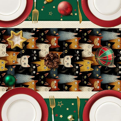 Cat Table Runner,Dining Decor for Kitchen Coffee Table Family Dinners Holiday Parties Wedding Events Decor(13x72 inch)