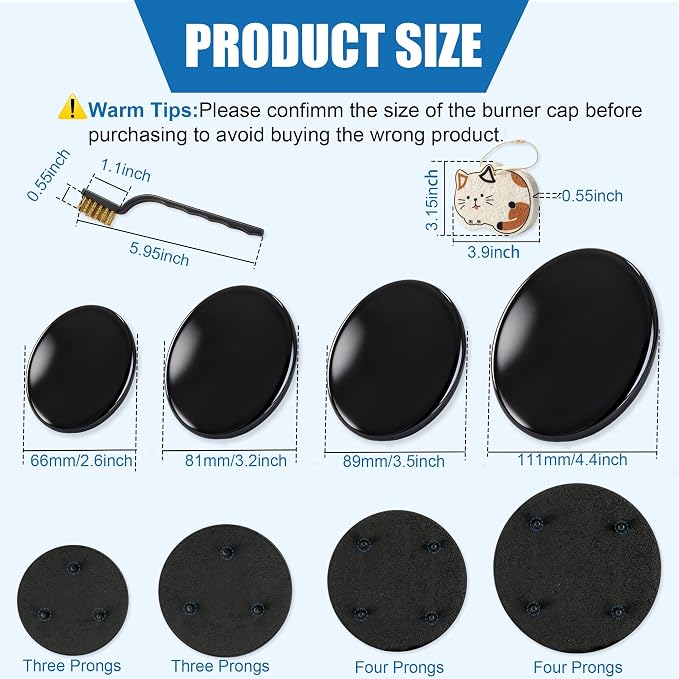 Upgraded 4PCS Surface Burner Caps Set Fits for GE&Hotpoint&Haier 30" Gas Range/Cooktop,WB29K10022-1 Small Cap WB29K10023-1 Medium Cap WB29K10024-1 Large Cap WB28K10222-1 XLarge Cap,Shiny Black Surface