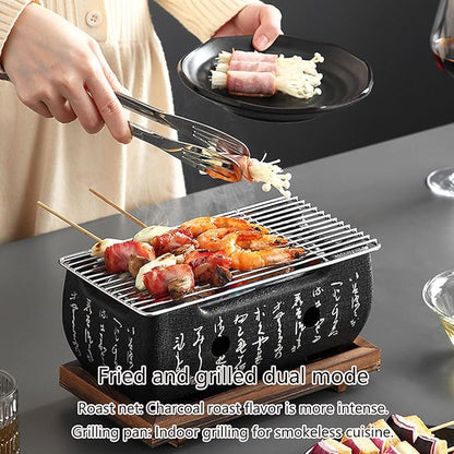 Tabletop Charcoal Barbecue Stove Charcoal BBQ Grill with Removable Nonstick Enamel Baking Pan Excellent Vent System for Indoor and Outdoor Picnic Camping Patio Backyard Cooking(E)