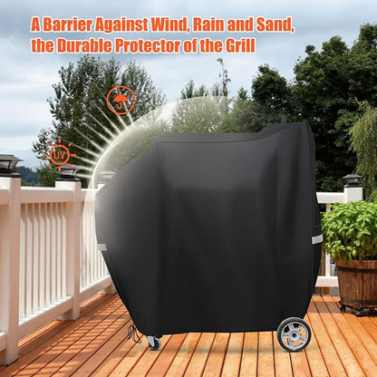 QuliMetal Smoker Cover for Masterbuilt Gravity Series 560, 800, 600, 900, Digital Charcoal Grill Cover, Compatible with MB20080220 & MB20040221, 600D Waterproof Material, Black